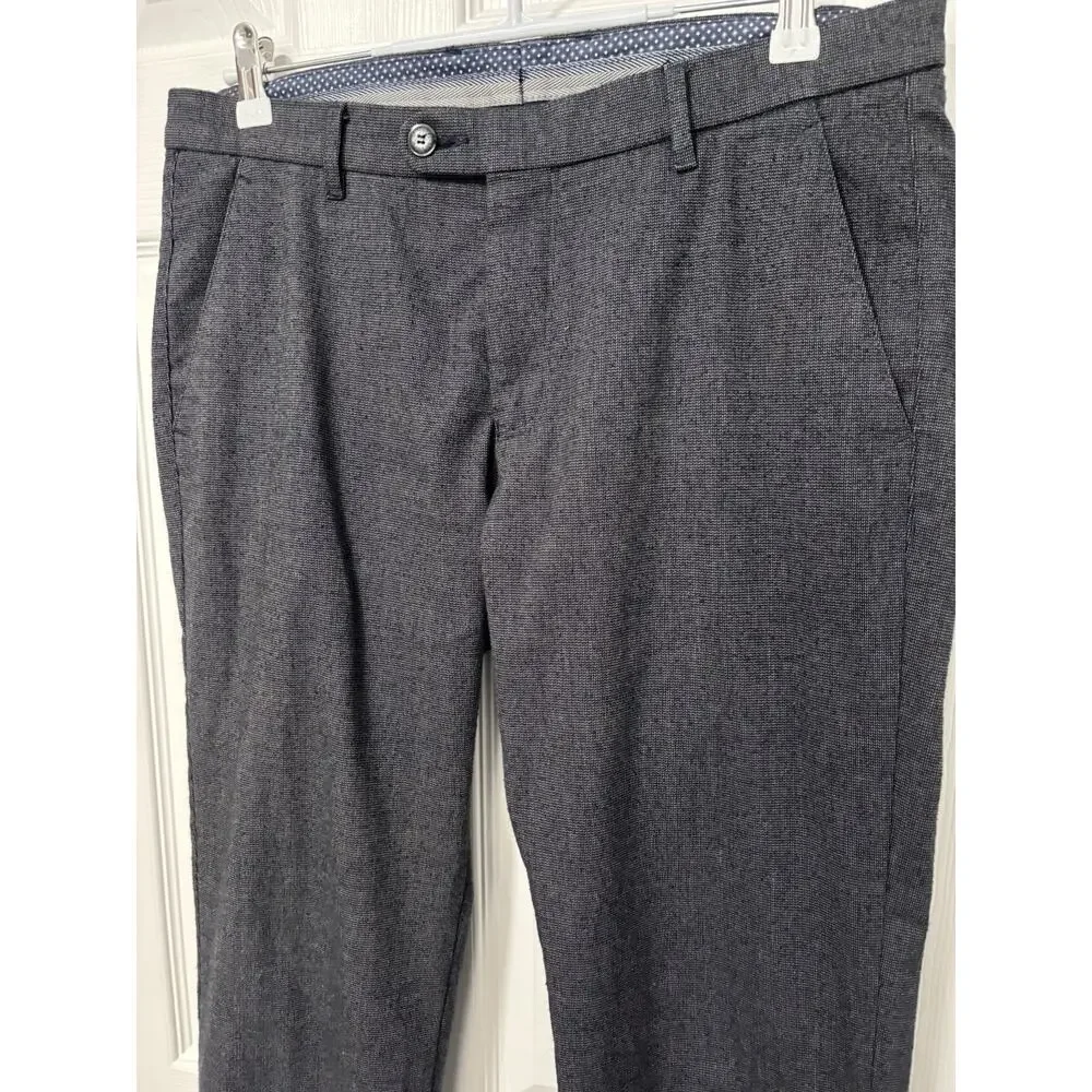 Bugatti Mens Modern Dress Pants 34X32 Blue Slim Fit Straight Leg Business Office